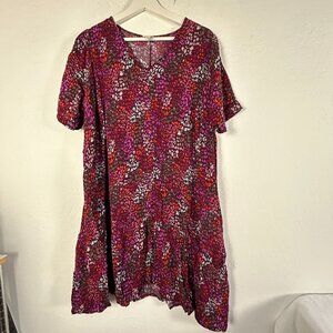 A New Day Womens Multicolor Abstract Short Sleeve Peplum Mini Dress XXL V-Neck